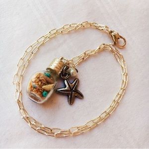 HANDMADE BEACH SEASHELL GLASS BOTTLE NECKLACE